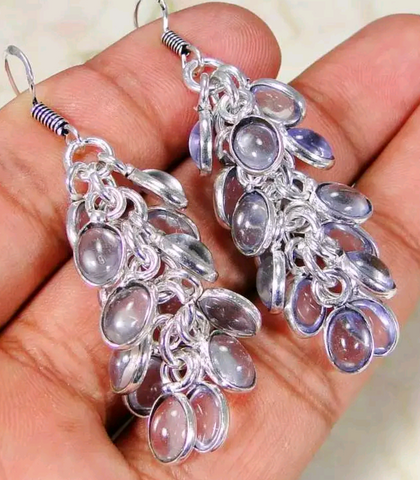 Silver, amethyst earrings
