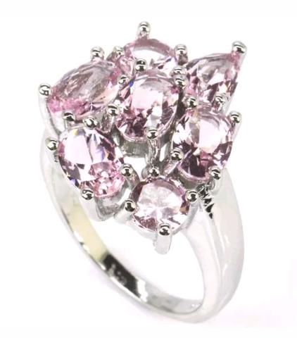 Silver, pink kunzite size 7.75