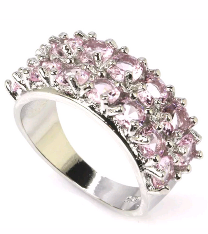 Silver, pink kunzite size 7