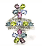 Silver, multi-gems size 7