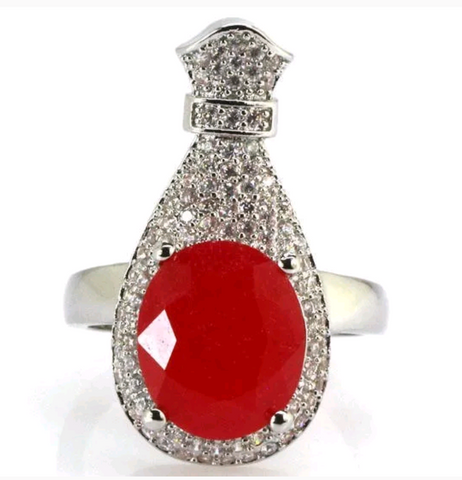 Silver, real ruby size 6.5