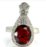 Silver, blood ruby quartz size 7.5