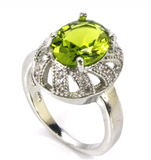 Silver, green peridot size 6