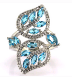 Silver, blue topaz size 9.5