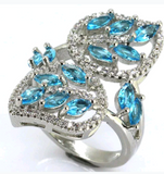 Silver, blue topaz size 9.5