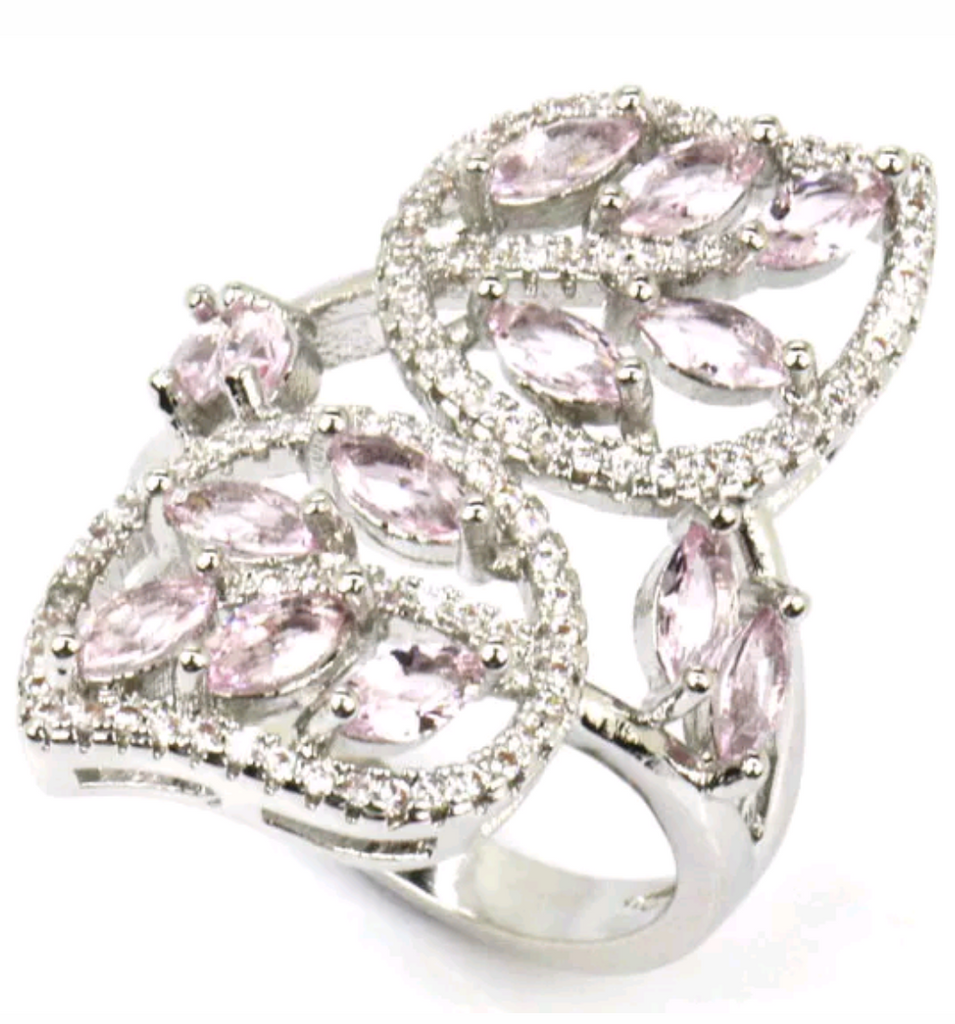 Silver, pink kunzite size 8
