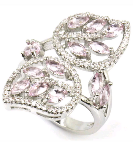 Silver, pink kunzite size 8