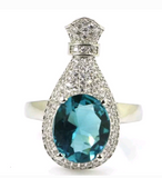 Silver, aquamarine size 8