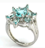 Silver, blue topaz size 7