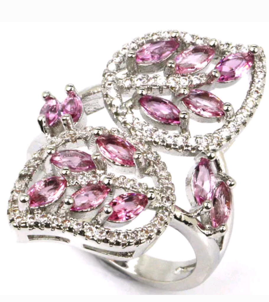 Silver, pink tourmaline size 7.5