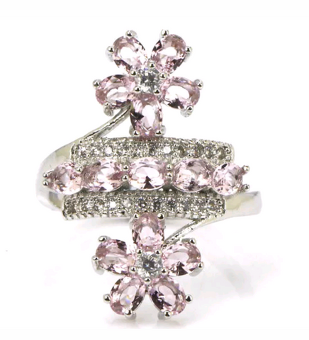Silver, pink kunzite size 8.0