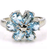 Silver, blue topaz size 7.75