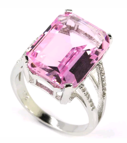 Silver, pink kunzite size 7.5