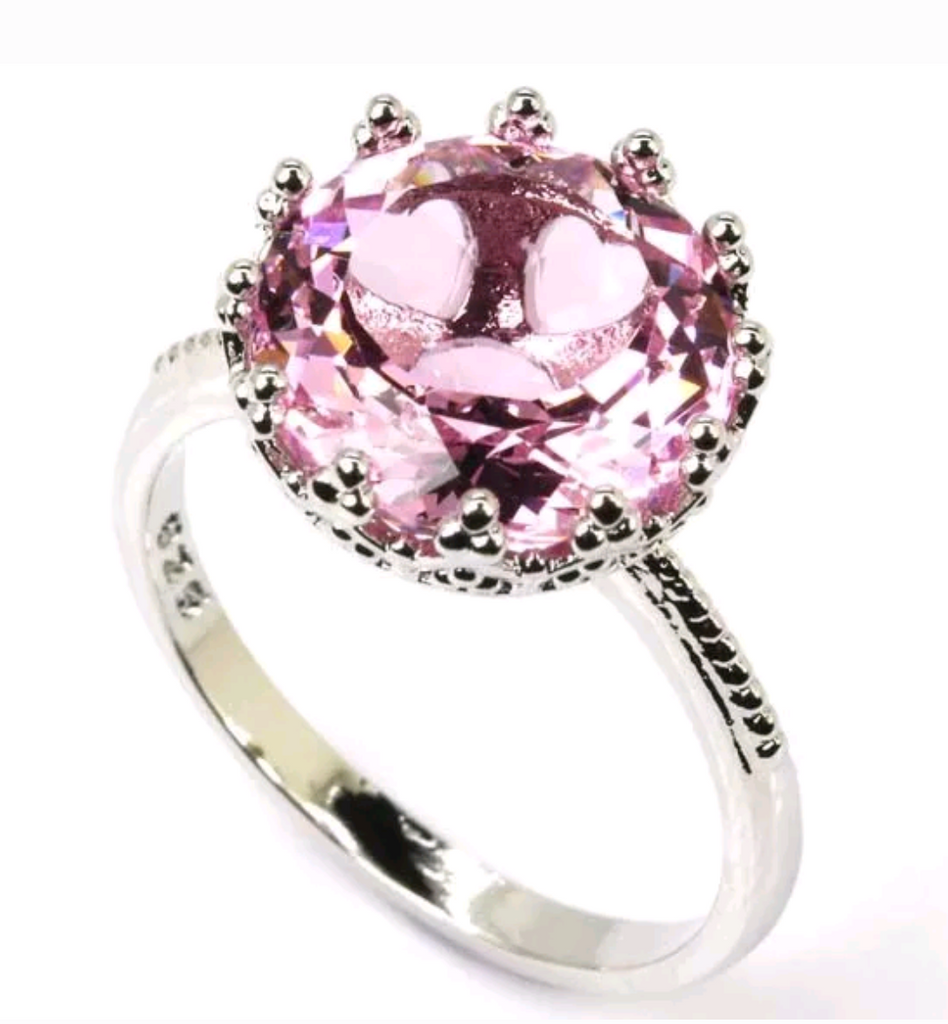 Silver, pink kunzite size 8