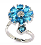 Silver, blue topaz size 8