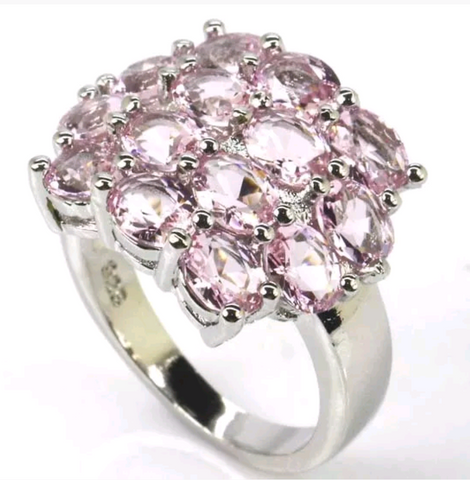 Silver, pink kunzite size 6.5