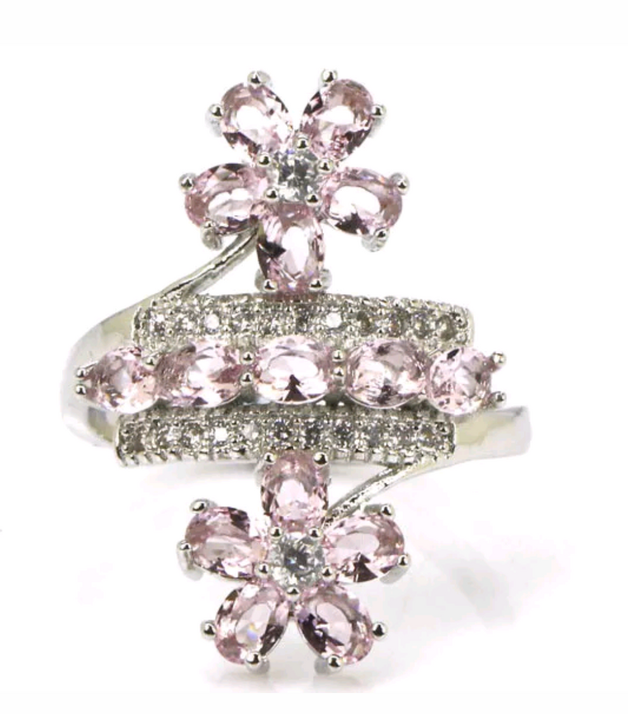Silver, pink kunzite size 9