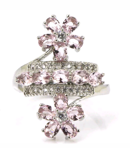 Silver, pink kunzite size 9