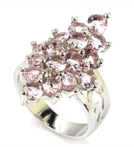 Silver, pink kunzite size 7