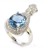 Silver, blue topaz size 7