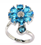 Silver, blue topaz size 9