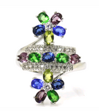 Silver, multi-gem size 9.5