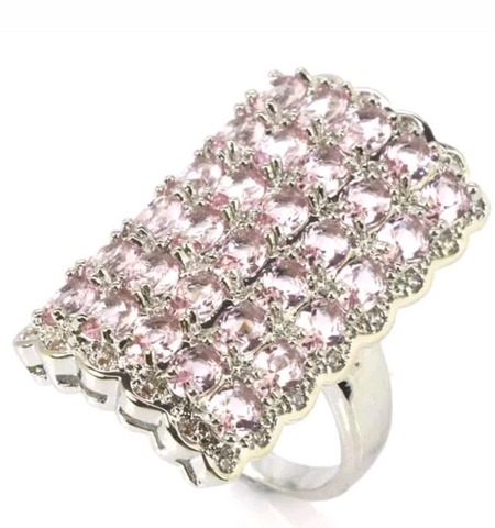 Silver, pink kunzite size 7