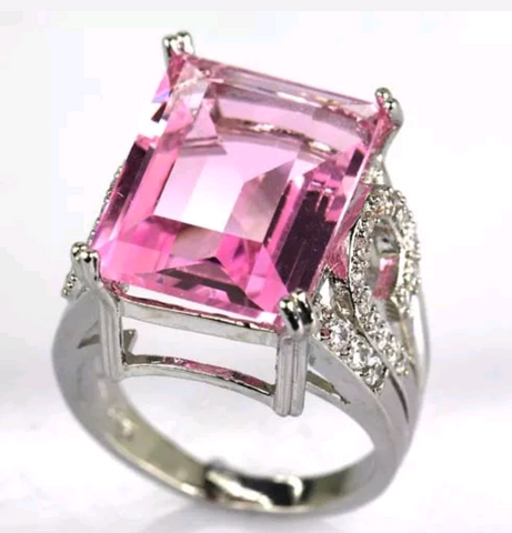 Silver, pink kunzite size 9
