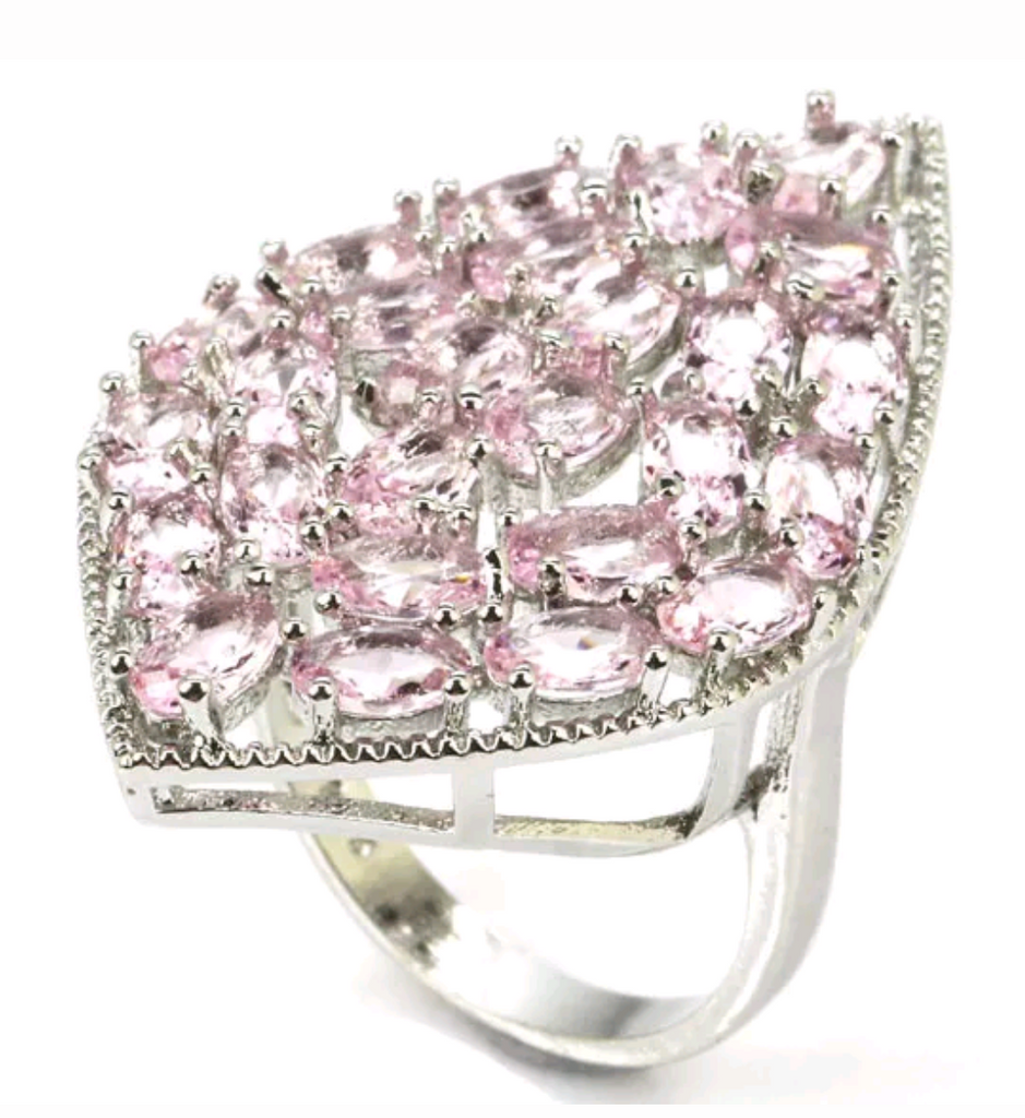 Silver, pink kunzite size 7.5