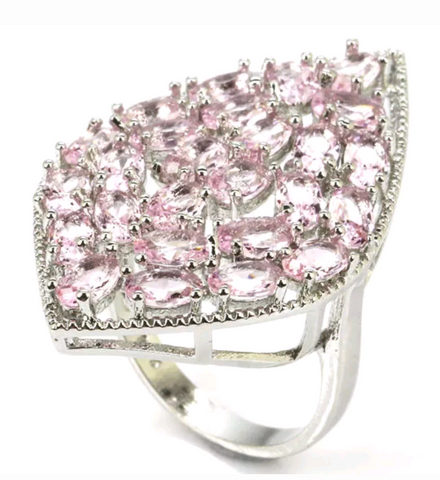 Silver, pink kunzite size 7.5