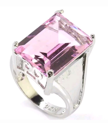 Silver, pink kunzite size 7.75