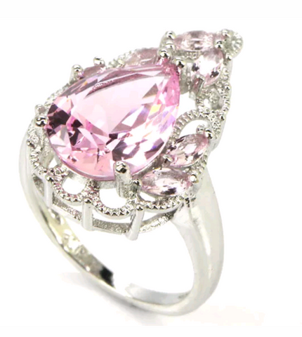 Silver, pink kunzite size 8
