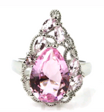 Silver, pink kunzite size 8
