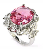 Silver, pink topaz size 8.5