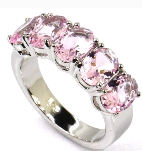 Silver, pink kunzite size 8