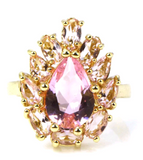 Gold plated, pink kunzite size 7