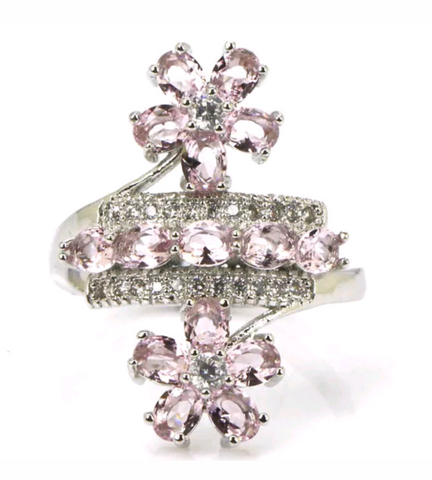 Silver, pink kunzite size 7