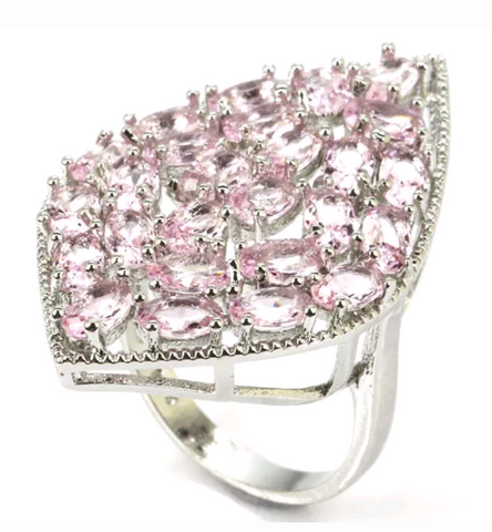 Silver, pink kunzite size 9.5