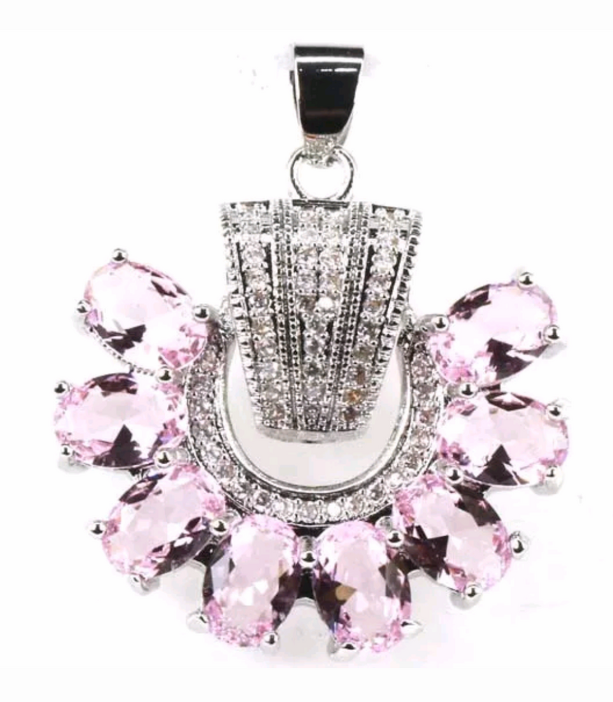 Silver, pink topaz pendant