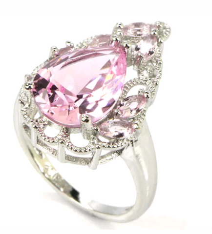 Silver, pink kunzite size 7.5