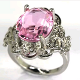 Silver, pink kunzite size 8