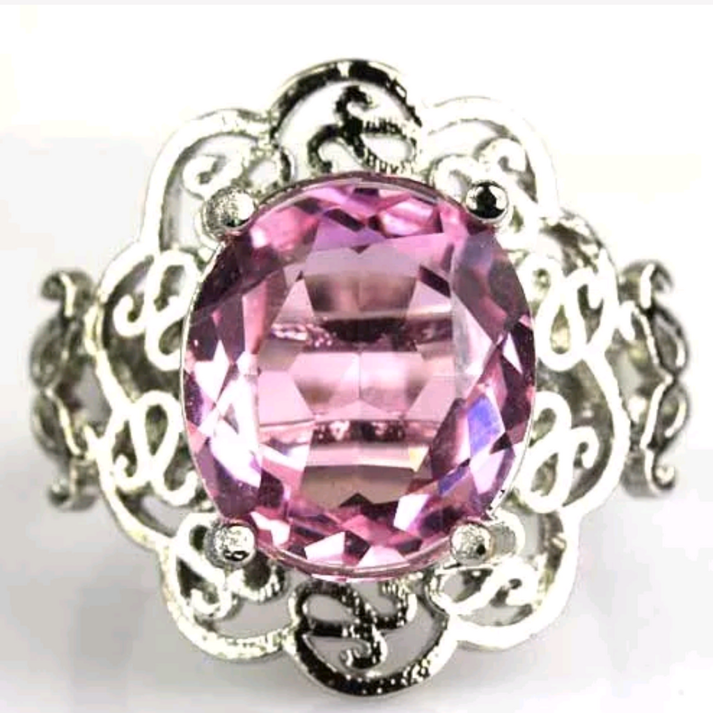 Silver, pink kunzite size 8