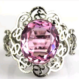 Silver, pink kunzite size 8