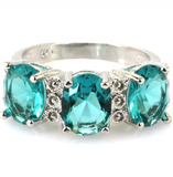 Silver, aquamarine size 8