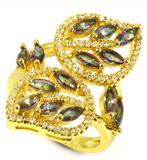 Gold plated, rainbow topaz size 8