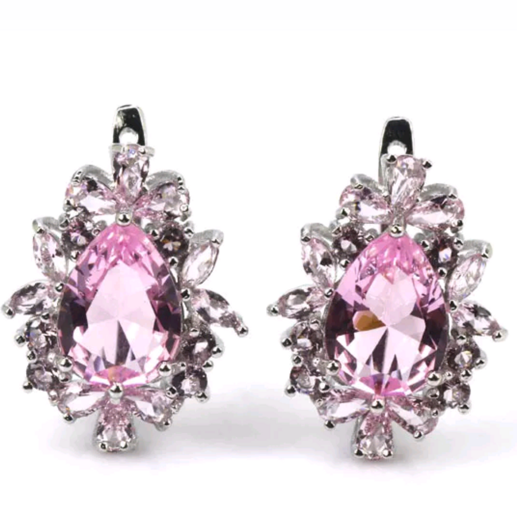 Silver, pink kunzite earrings