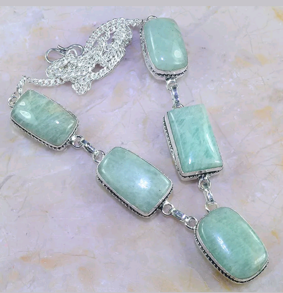 Silver, amazonite