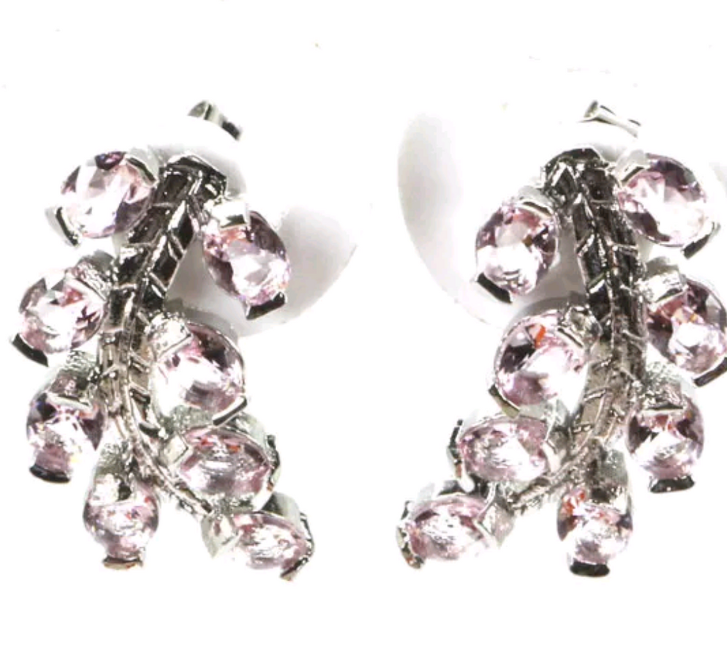 Silver, pink kunzite earrings