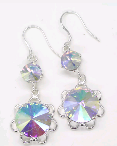 Silver, rainbow topaz