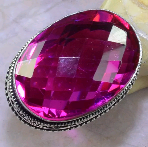 Pink rainbow topaz size 8.25